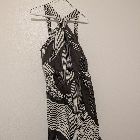 Express - Like New - Palm Tropical Print Halter Criss Cross Dress - L - Picture 1 of 3